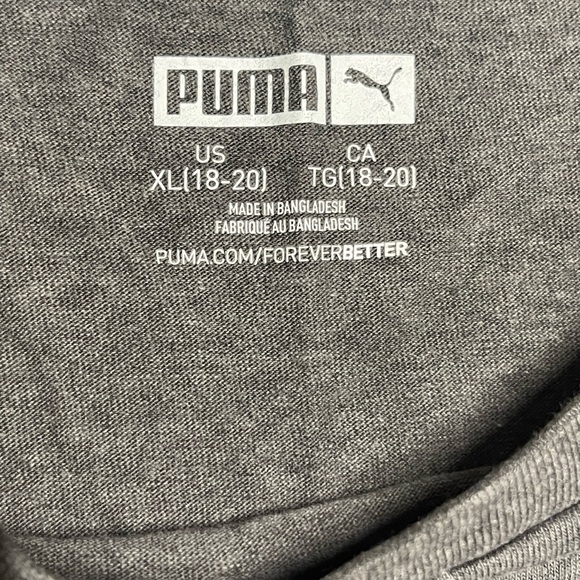 PUMA Long Sleeve Logo Graphic Tee Boys Size XL 18-20 Teen Black Shirt - Picture 3 of 4